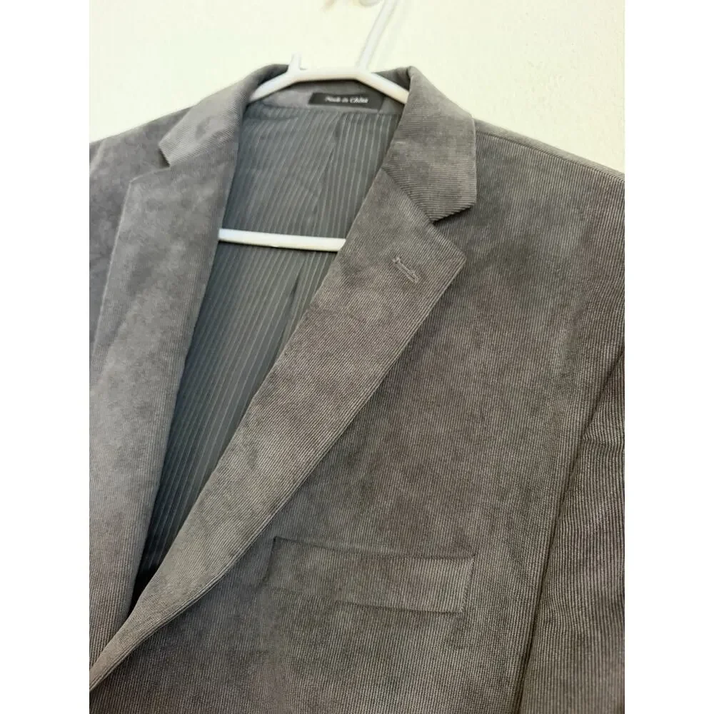 Calvin Klein Macys Mens 46R Micro Corduroy Gray Sport Coat Jacket Blazer